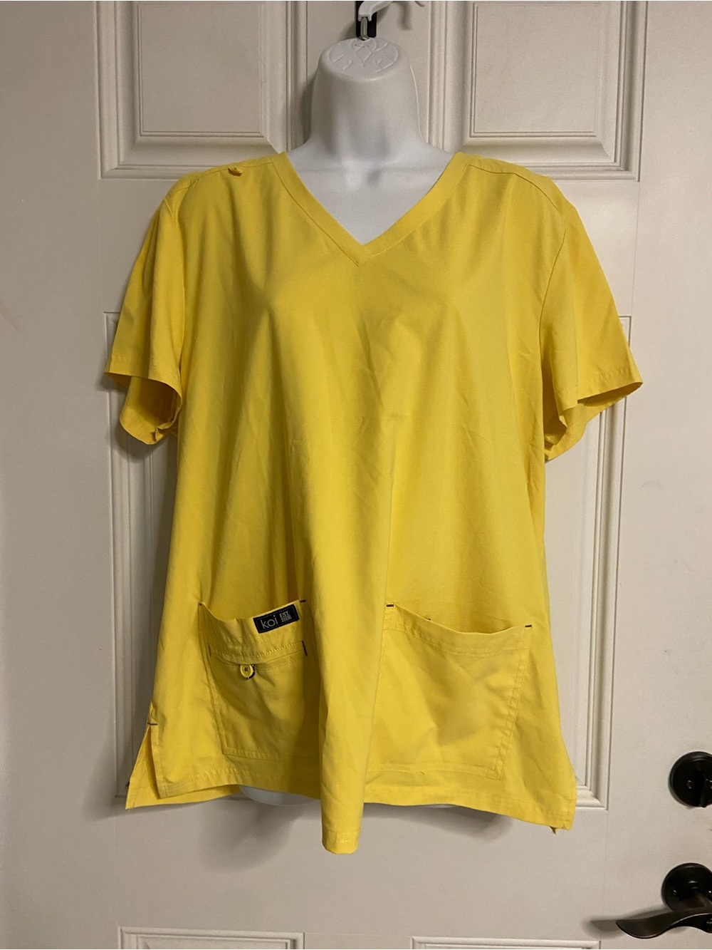 KOI BASICS Butter Yellow V-Neck Scrub Top